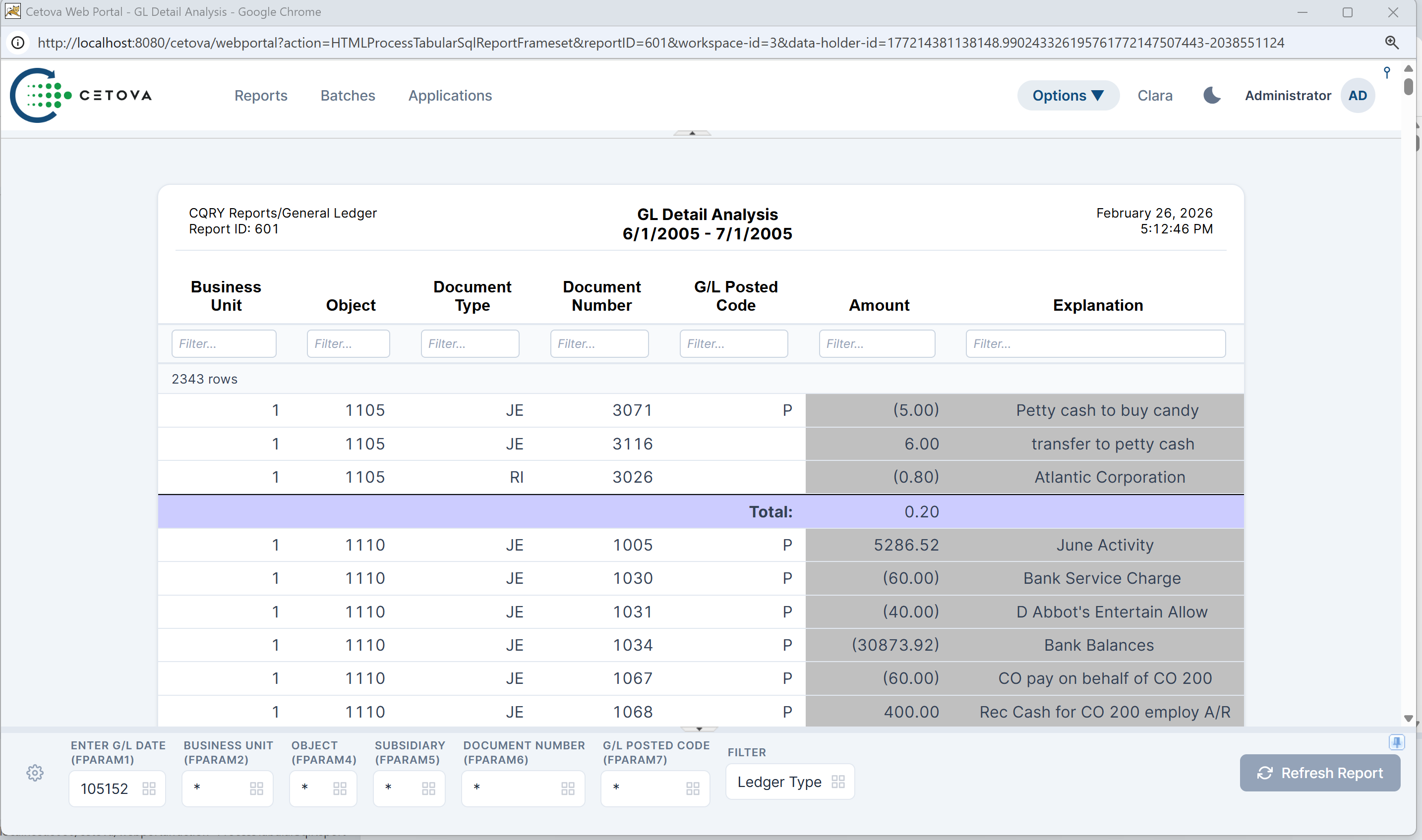 C-QRY GL Detail Analysis